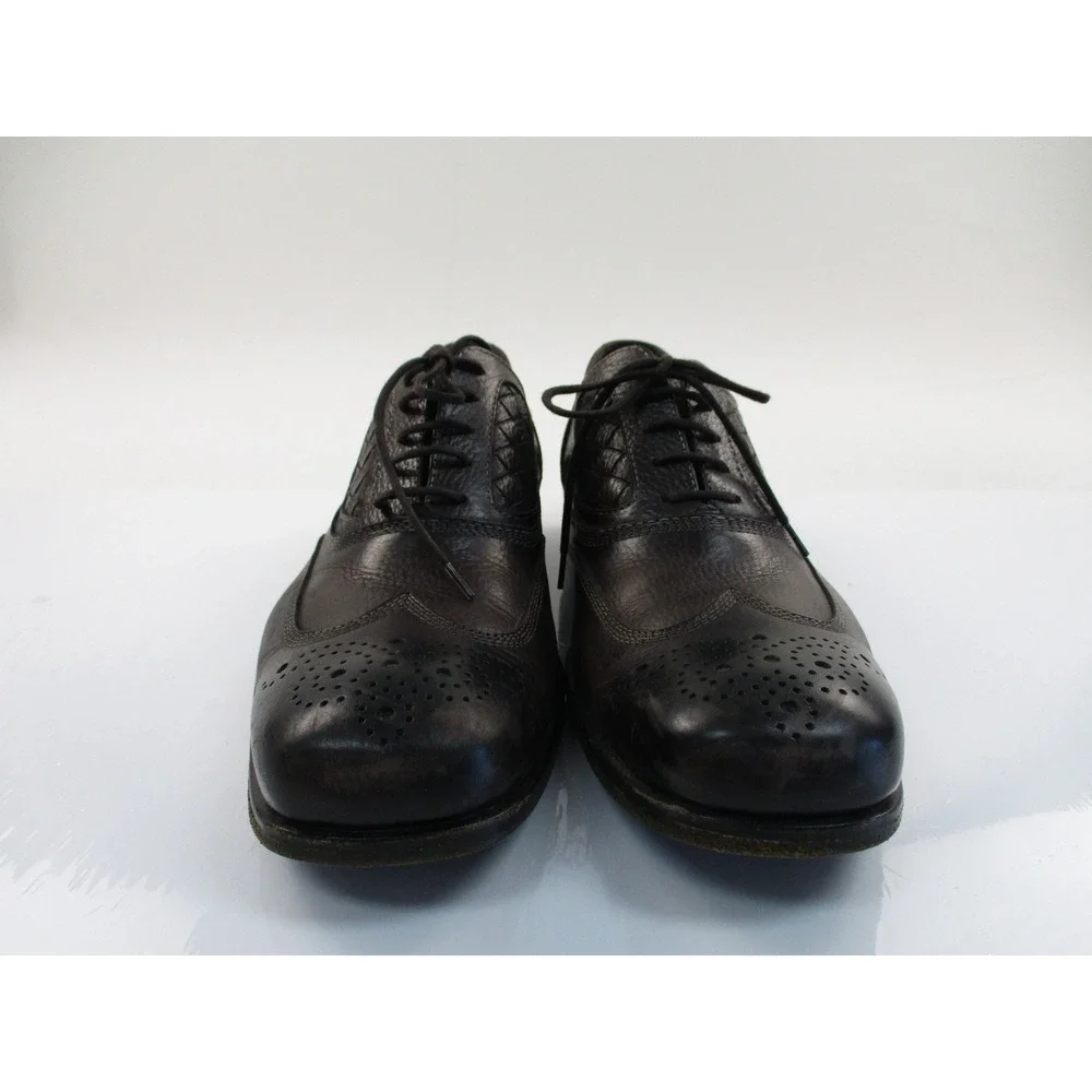 Bottega Veneta Oxford Mens 42 Brown Leather Wingtip Woven Brogue Made In Italy
